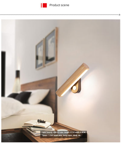 Lámpara de Mesita Nórdica LED Giratoria de Madera Maciza para Dormitorio y Sala de Estar - Image 8
