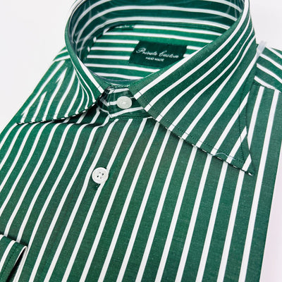 Camisa Manga Larga a Rayas Verde para Hombre - Image 4