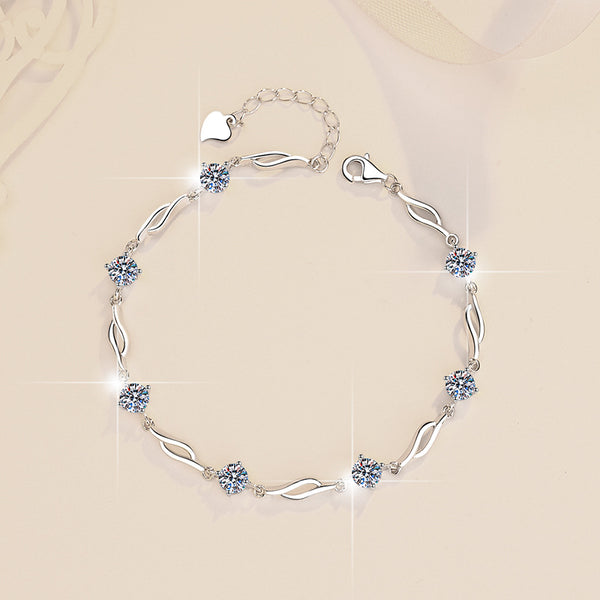 Pulsera de Plata Esterlina con Moissanita Multicolor S925