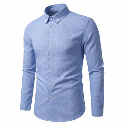 Camisa Casual de Manga Larga en Colores Sólidos - Transpirable y Cómoda - Image 3