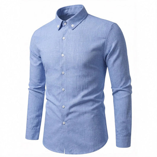 Camisa Casual de Manga Larga en Colores Sólidos - Transpirable y Cómoda - Image 3