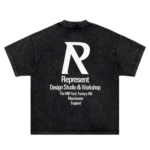 Camiseta Estampada Lavada y Desgastada para Hombre
