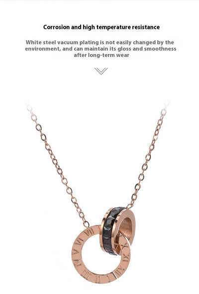 Collar de Acero de Titanio para Mujer con Anillos y Números Romanos - Image 6