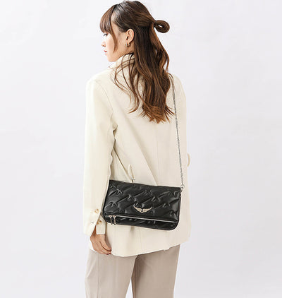 Bolso de Hombro Crossbody con Cadena y Bordado para Mujer