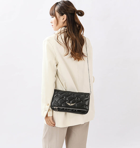 Bolso de Hombro Crossbody con Cadena y Bordado para Mujer
