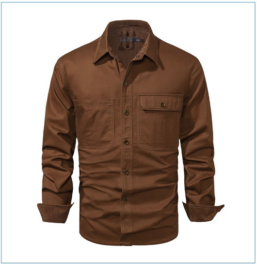 Camisa Polo de Manga Larga Algodón Lavado Tallas Grandes Hombre Color Sólido - Image 17