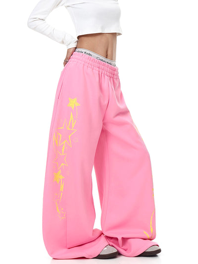 Pantalones Deportivos Anchos con Estampado de Letras para Mujer - Image 4