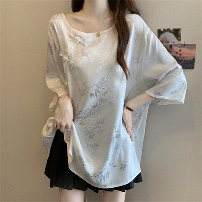 Blusa Vintage con Jacquard y Botones Estilo Chino - Image 21