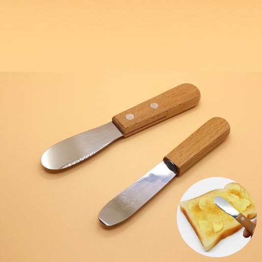 Espátula para Mantequilla con Mango de Madera y Acero Inoxidable