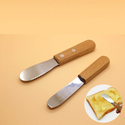 Espátula para Mantequilla con Mango de Madera y Acero Inoxidable
