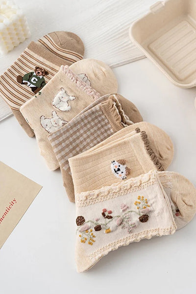 Pack de 5 Pares de Calcetines Estampados para Mujer - Comodidad Diaria - Image 3