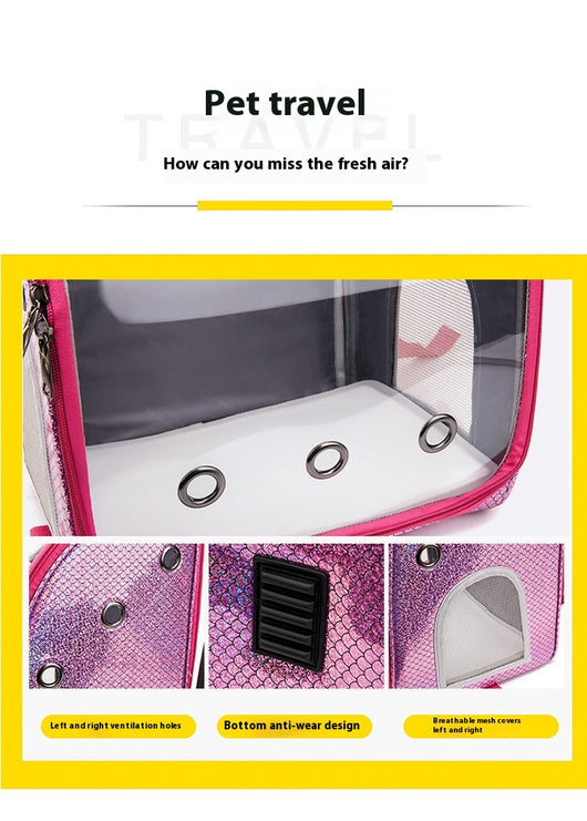 Mochila Transportadora Transparente Plegable para Perros Pequeños con Bolsillo Pañales - Image 34