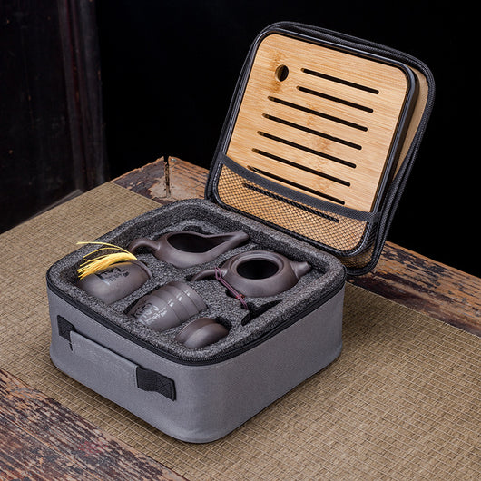 Juego de Té Portátil Zisha: Una Tetera y Cuatro Tazas - Image 3