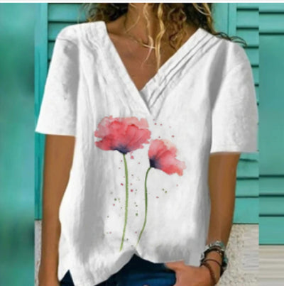 Playera Estampada Cuello V Manga Corta - Image 9