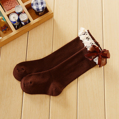 Calcetines Altos Princesa con Moño de Encaje Dulce - Image 2