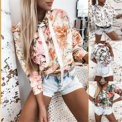 Sudadera con Capucha Estampado Floral Europeo Americano - Image 13