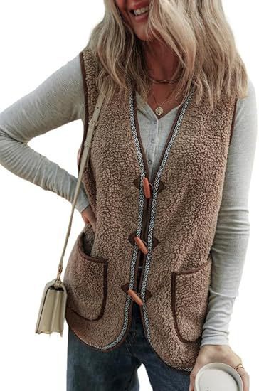Chaleco Cardigan Sin Mangas de Contraste de Colores en Felpa para Mujer - Image 12