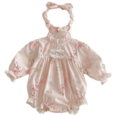 Enterizo Manga Larga para Bebé Niña Estilo Retro Tang - Image 5