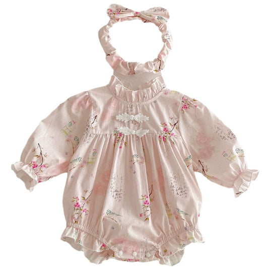 Enterizo Manga Larga para Bebé Niña Estilo Retro Tang - Image 5