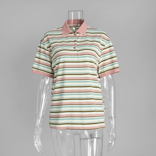 Polo Retro de Rayas Contraste - Camiseta Clásica de Manga Corta - Image 15