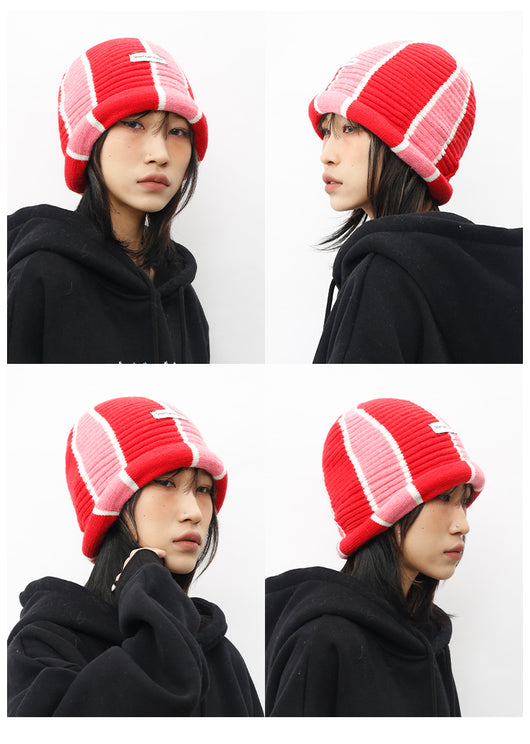 Gorro Tejido Rayado Colorblock Estilo Occidental - Image 12