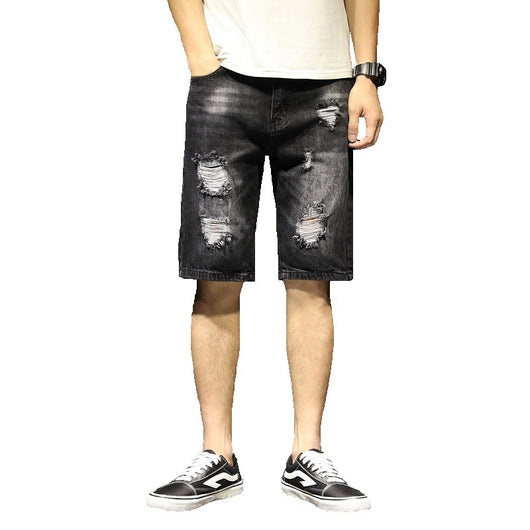 Pantalones Cortos Denim Slim Rotos Hombre - Estilo Urbano Moderno - Image 7