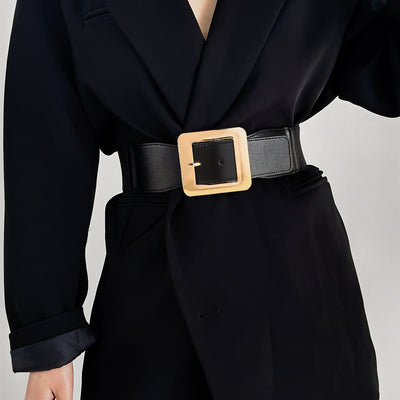 Cinturón Elástico Retro para Mujer con Hebilla Cuadrada Metálica Negro - Image 24