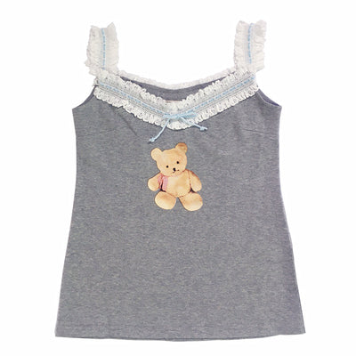 Chaleco Infantil de Encaje Velvet con Lazo y Osito - Manga Larga y Corta - Image 4