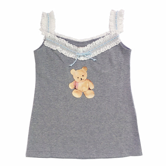 Chaleco Infantil de Encaje Velvet con Lazo y Osito - Manga Larga y Corta - Image 4
