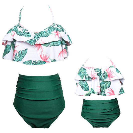 Traje de Baño Coordinado Mamá e Hija con Cintura Alta y Volantes Estampado - Image 15