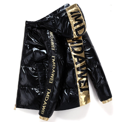 Chaqueta de Plumón Brillante para Hombre - Abrigo Grueso y Holgado con Capucha - Image 3