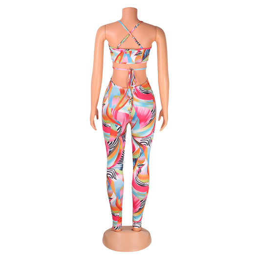 Jumpsuit Estampado Sexy para Discoteca con Amarres Cruzados - Image 12