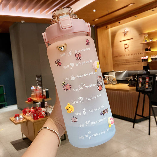 Botella de Agua Reutilizable 2L con Marcas de Hidratación y Popote - Image 15