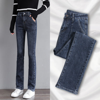 Jeans Bootcut Cintura Alta Suelta con Pierna Recta Versátil