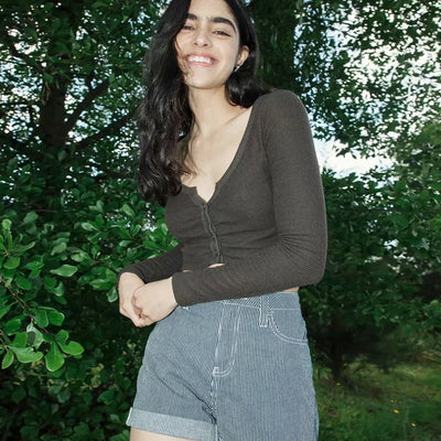 Sudadera Corta Cuello Redondo Manga Larga para Mujer - Estilo Otoño - Image 12