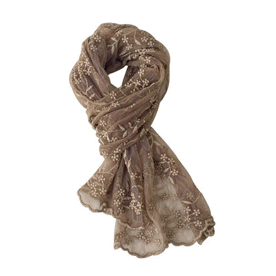 Pañuelo de Seda Largo con Bordado de Flores Delicadas para Mujer - Image 5