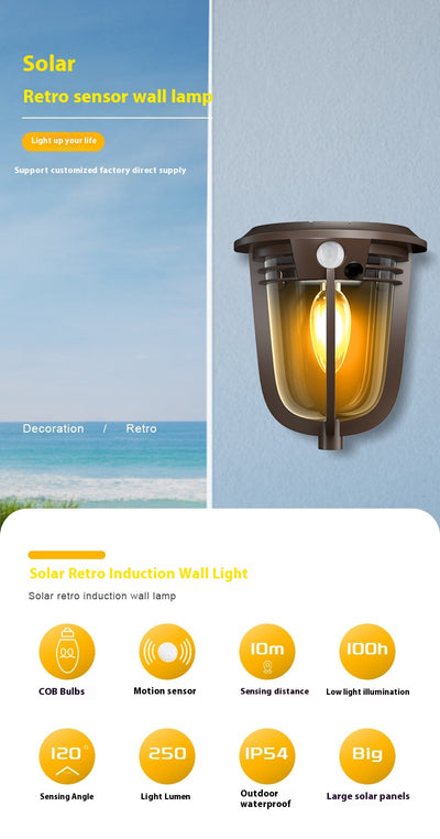 Lámpara Solar de Pared Estilo Europeo Retro para Patios y Jardines - Image 12