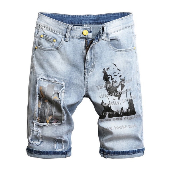 Shorts de Mezclilla Holgados con Roturas y Parches - Image 4