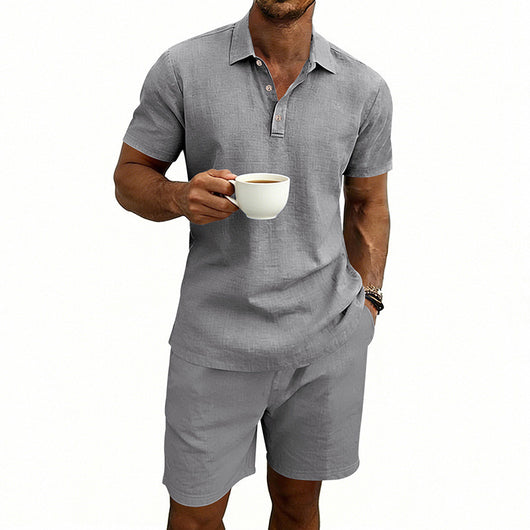 Conjunto de Shorts y Camiseta de Lino para Hombre - Ajuste Relajado - Image 10