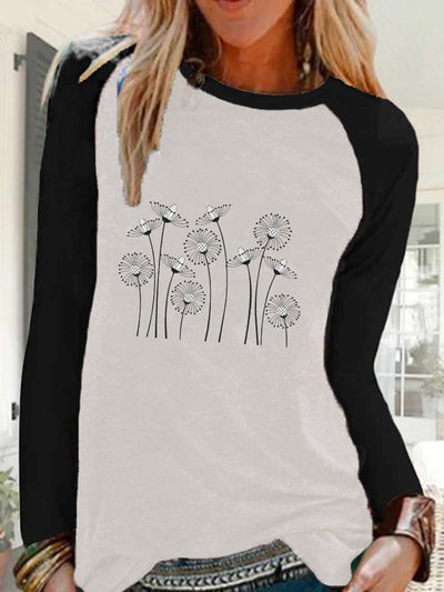 Camiseta Estampada de Cuello Redondo y Manga Larga para Mujer - Image 4