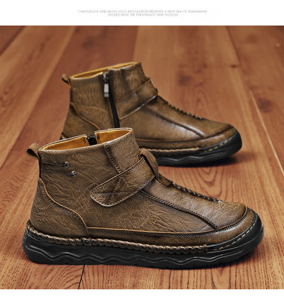 Botas Altas de Cuero para Hombre - Estilo Cargo Versátil - Image 16