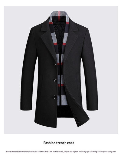 Blazer Casual para Hombre con Solapa y Bufanda de Lana - Image 12