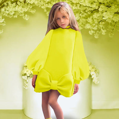 Vestido Infantil de Moda con Mangas Largas y Efecto Burbuja