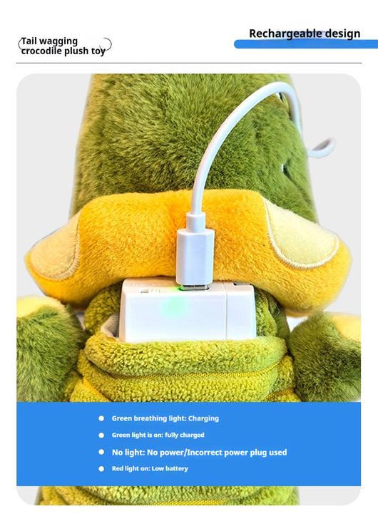 Small dog with hair clips cuddling a green and orange plush alligator toy on a patterned blanket. - Image 11