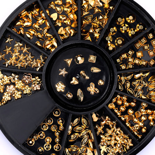 Caja de Diamantes para Manicura con Baño de Oro - 12 Diseños de Formas Fancy - Image 3