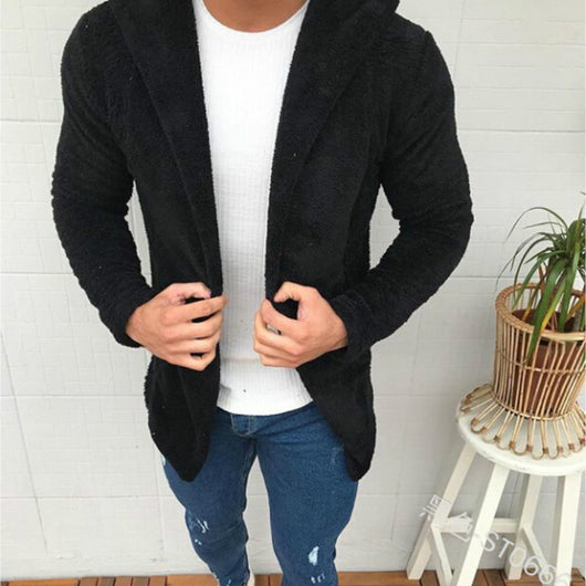 Chaqueta Hoodie Esponjosa de Manga Larga Hombre - Diseño Casual Liso - Image 2
