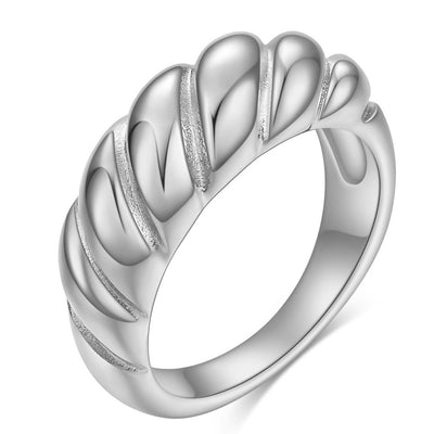 Anillo de Pan Retro Torcido en Acero Titanio - Diseño Creativo Europeo - Image 5