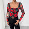 Blusa Estampada Romántica con Rosas y Escote en U