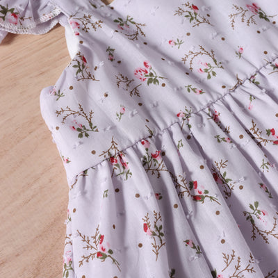 Vestido Infantil Tricolor Floral con Mangas Aleteo - Image 9