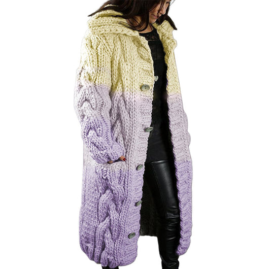 Cardigan Tejido Suelto con Capucha Largo hasta la Rodilla para Otoño e Invierno - Image 10